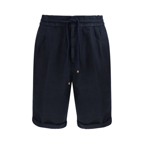 Brunello Cucinelli Blue Linen Bermuda Shorts