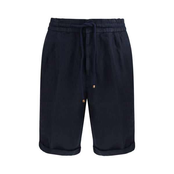 Brunello Cucinelli Blue Linen Bermuda Shorts