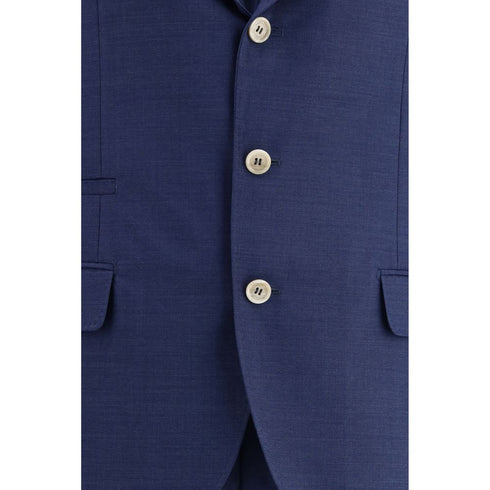 Brunello Cucinelli Blue Fleece Wool Two-Piece Suit