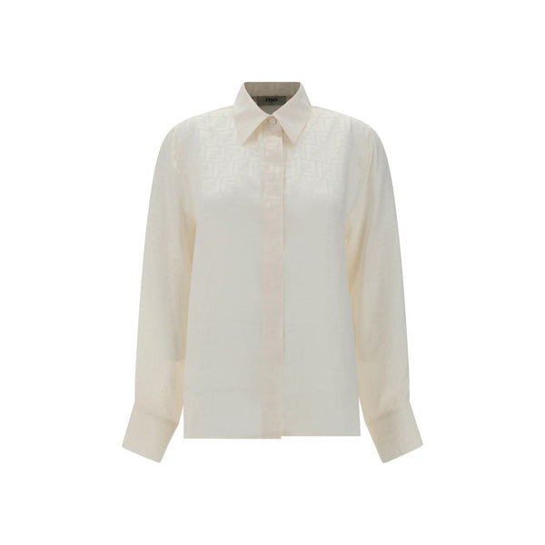 Fendi White Silk Pattern Shirt