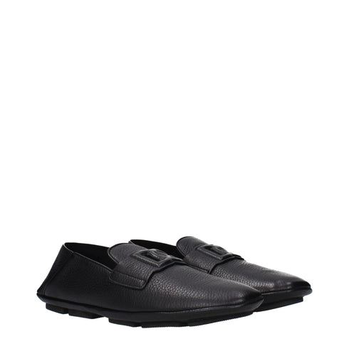 Dolce & Gabbana Black Leather Slip-On Loafers