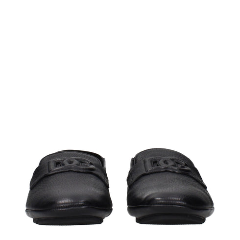 Dolce & Gabbana Black Leather Slip-On Loafers