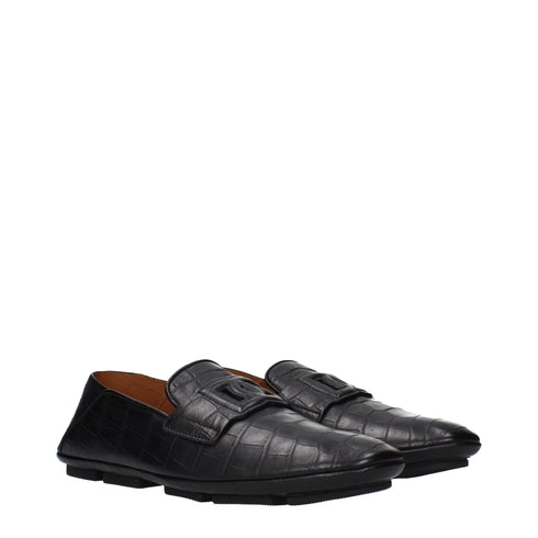 Dolce & Gabbana Black Leather Slip-On Loafers