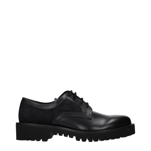 Valentino Garavani Black Leather Oxfords And Derbies