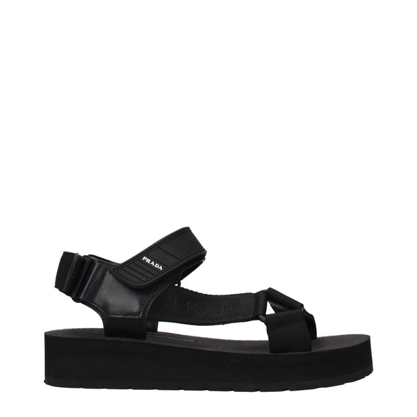Prada Black Fabric Flat Sandals