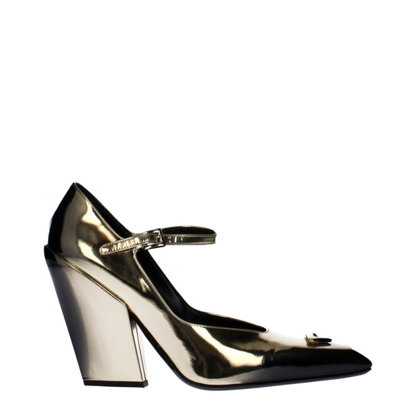Prada Gold Leather High Heel Pumps